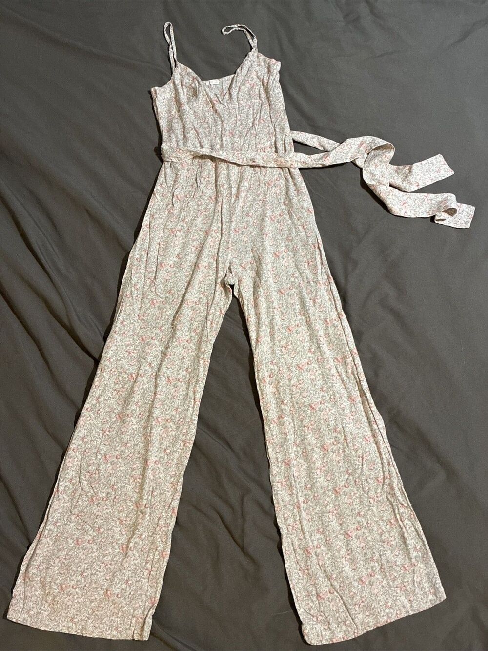 OYSHO Floral Jumpsuit Sleeveless Wide Leg Tie Waist Fairy Cottage Size Med